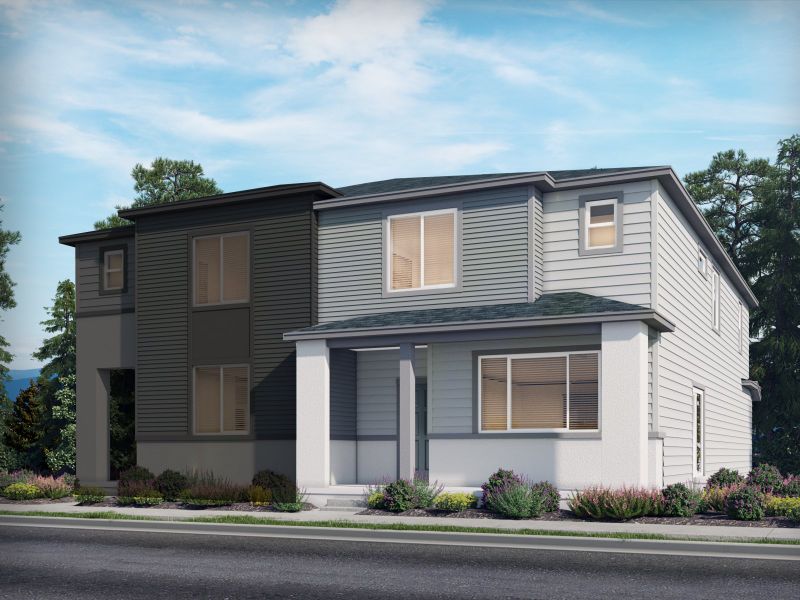 Front exterior of a home in the York Station community, located in Thornton, CO (Image 6).