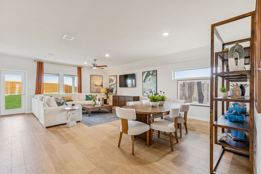 Living and Dining Room in a Terra Vella Hayden Model Home in Fort Worth TX by Trophy Signature Homes