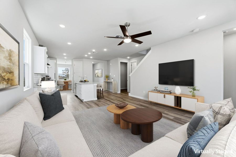 Furnished interior in a model home at Hunters Ranch in San Antonio (Image 48).