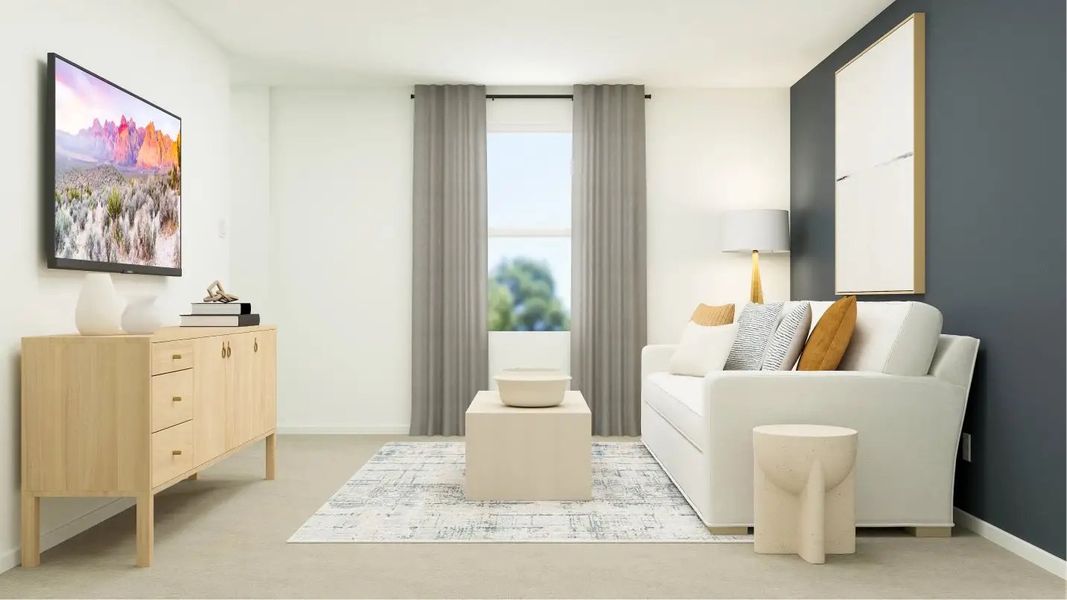 Furnished interior in a model home at Winfield Park: Cottage in Hutto (Image 6).