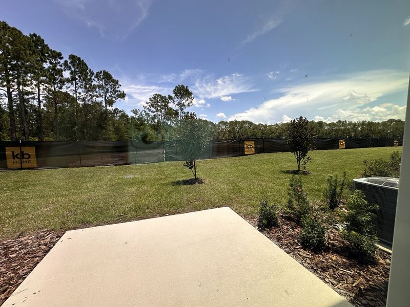 A serene view of green space in The Sanctuary Townhomes by KB Home, Clermont, FL, with lush grass and scattered trees. A serene view of green space in The Sanctuary Townhomes by KB Home, Clermont, FL, with lush grass and scattered trees.
