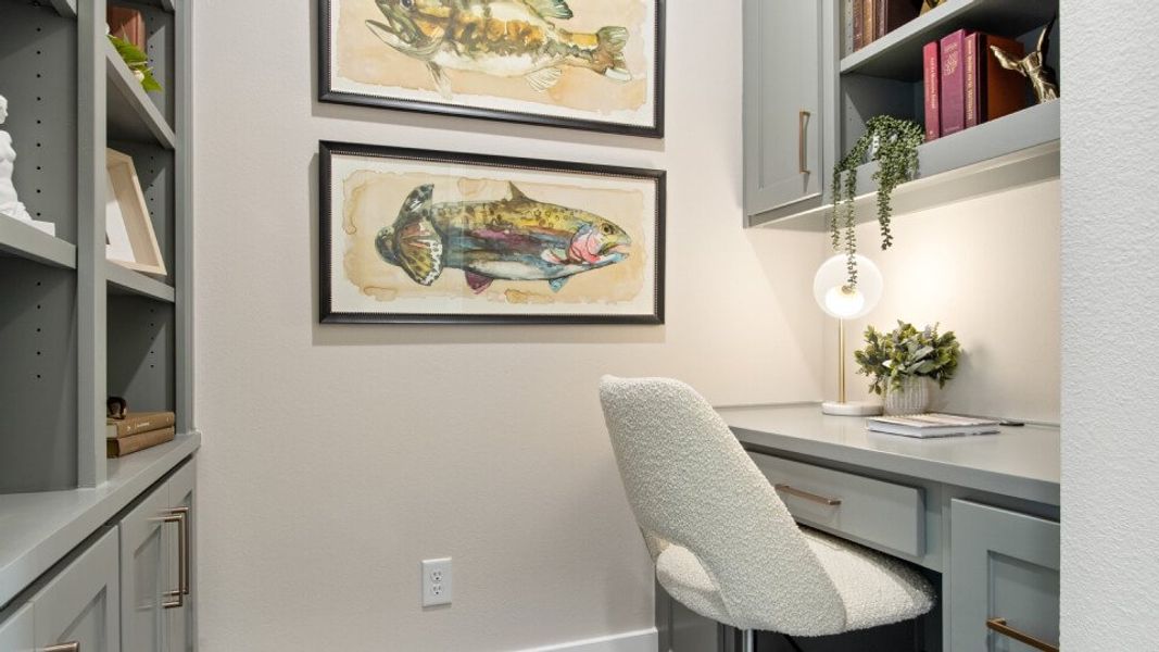Furnished interior in a model home at Cottonwood Creek in Rowlett (Image 28).