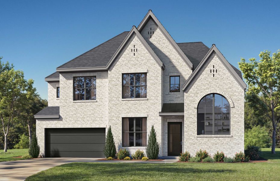 Front exterior of a home in the Grand Oaks at Green Meadows - 60' community, located in Celina, TX (Image 8).