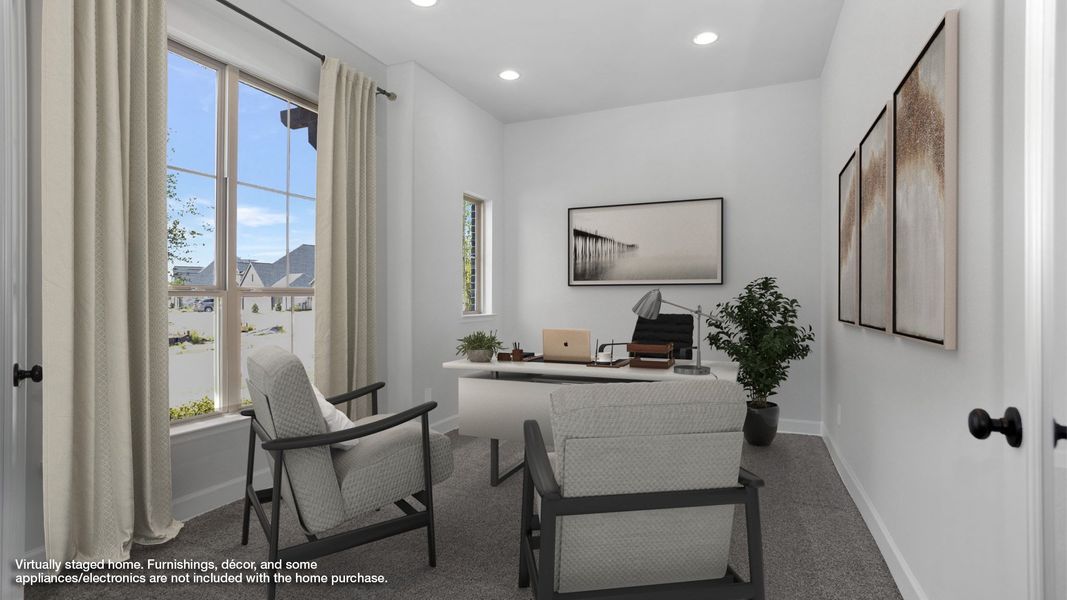 Furnished interior in a model home at Midline 55' in Houston (Image 7).