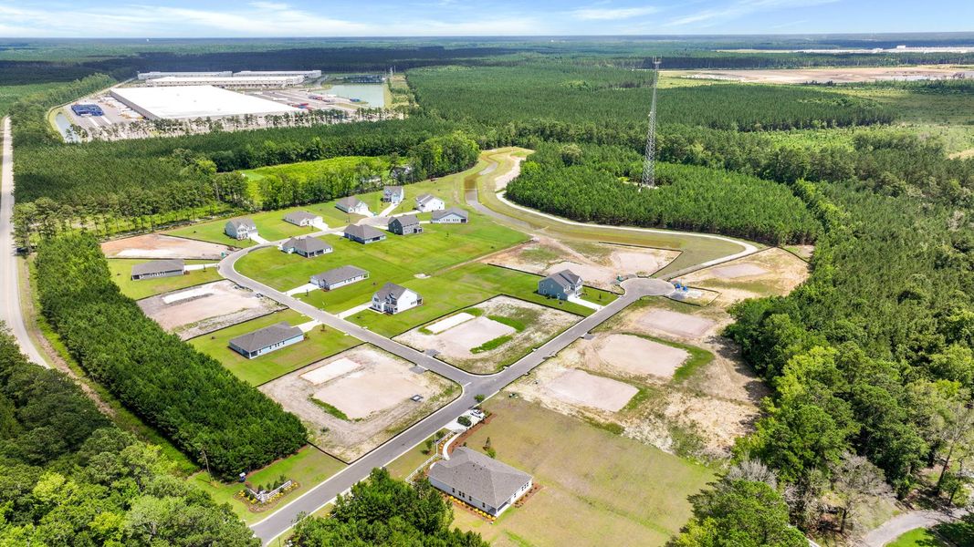 Aerial view of the Berkeley Bay community in Ridgeville, SC, showing layout and nearby surroundings (Image 9).