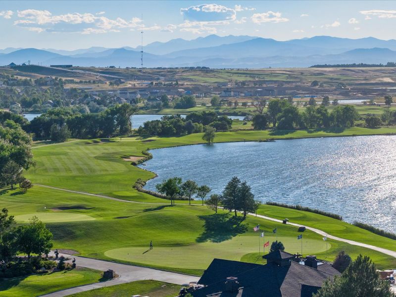 Drone flyover image taken at Poudre Heights, a Meritage Homes community in Windsor, CO.