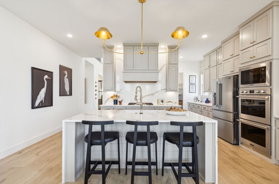 Furnished interior in a model home at Hazelwood 55' Series in Frisco (Image 19).