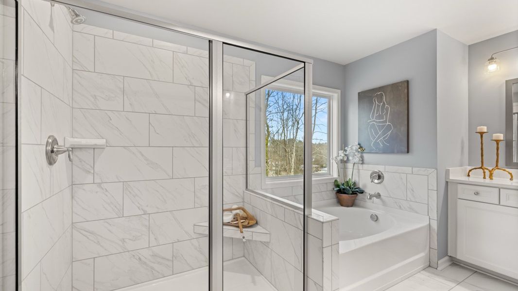 Furnished interior in a model home at Thalley Creek Estates in Cumming (Image 23).