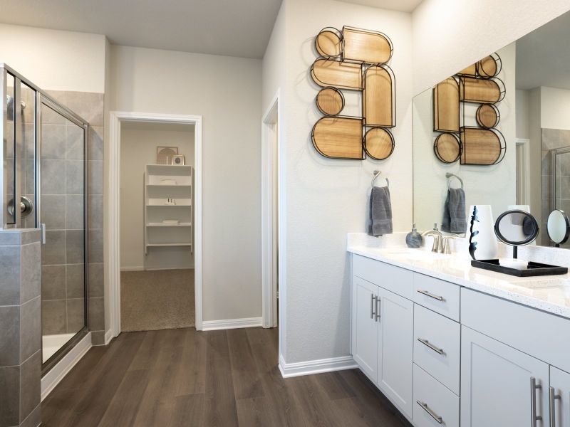 Furnished interior in a model home at Opal Meadows in Kyle (Image 16).