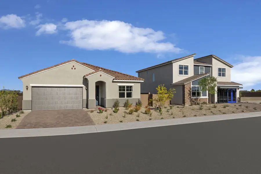 Front exterior of a home in the Landmarke community, located in San Tan Valley, AZ (Image 4).