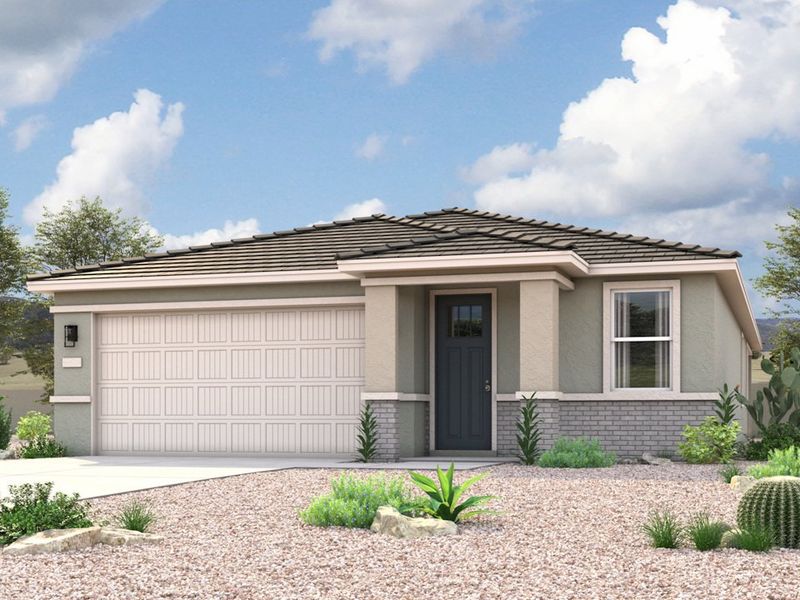 Front exterior of a home in the The Vistas Collection at Skyline Village community, located in San Tan Valley, AZ (Image 13).