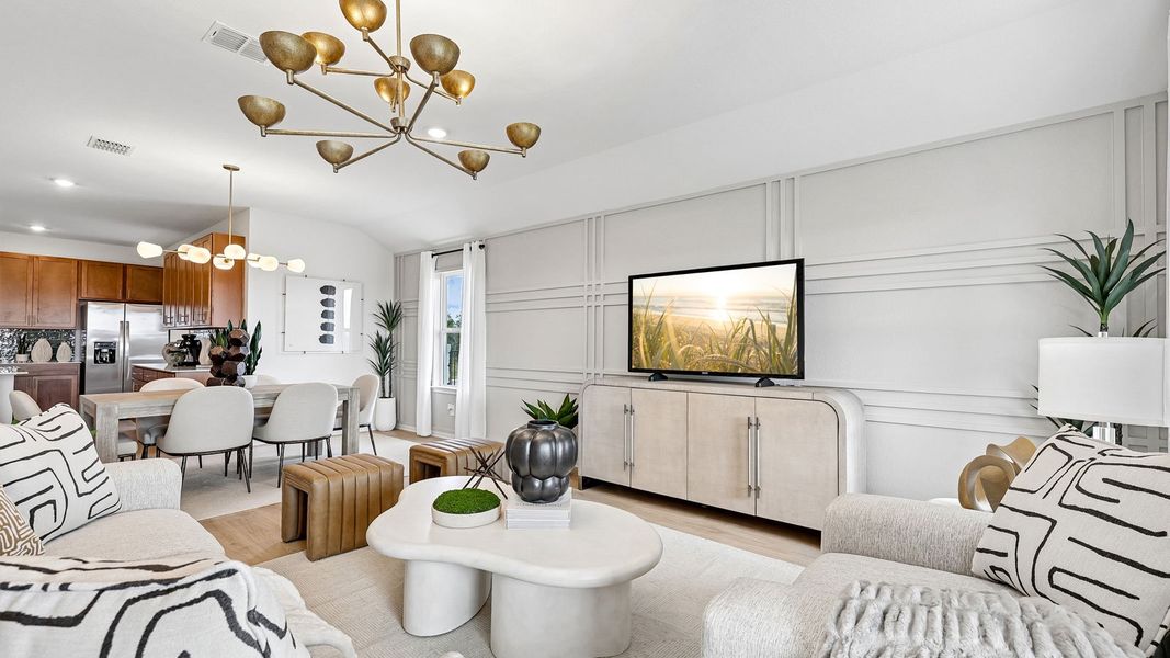 Furnished interior in a model home at Revelry in Del Valle (Image 14). Furnished interior in a model home at Revelry in Del Valle (Image 14).