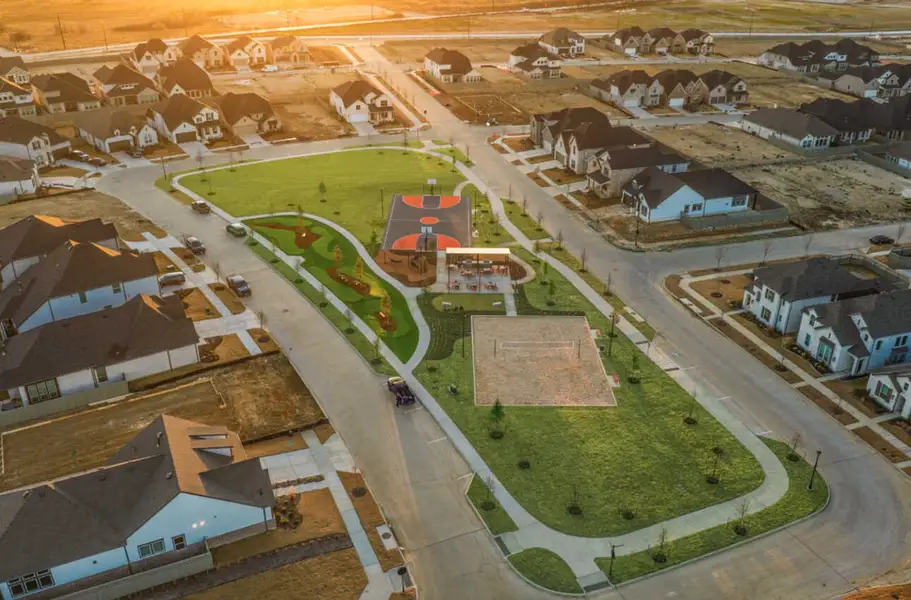 Aerial view of the Pecan Square community in Northlake, TX, showing layout and nearby surroundings (Image 6).