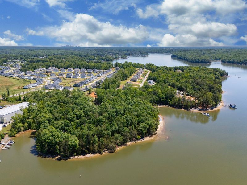 Aerial view of the McLean South Shore community in Belmont, NC, showing layout and nearby surroundings (Image 20).