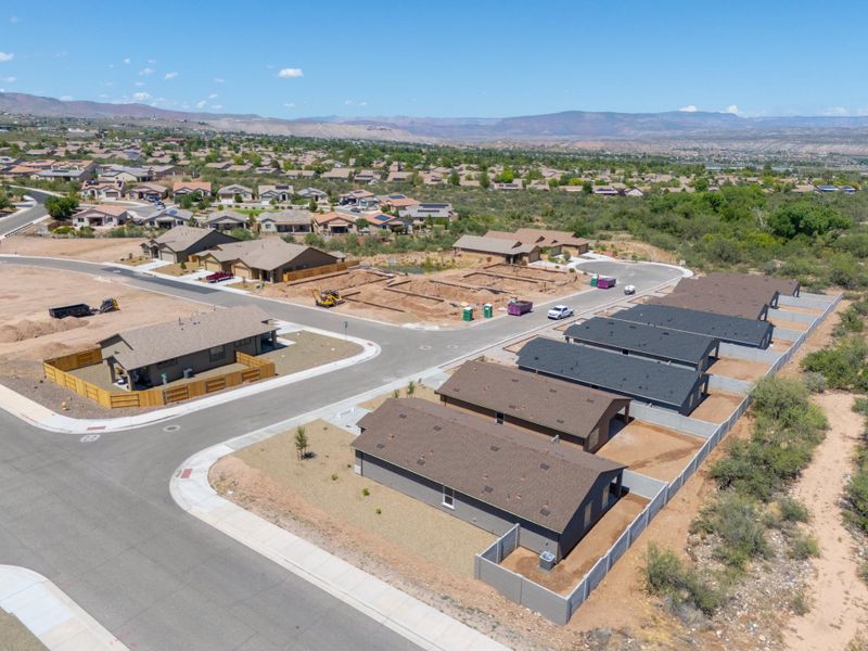 A high angle view of a town.