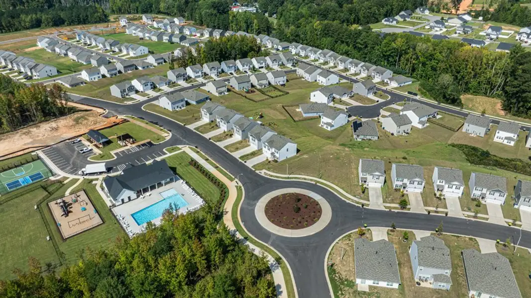 Aerial view of the The Villas at Laurel Oaks community in Sanford, NC, showing layout and nearby surroundings (Image 1). Aerial view of the The Villas at Laurel Oaks community in Sanford, NC, showing layout and nearby surroundings (Image 1).