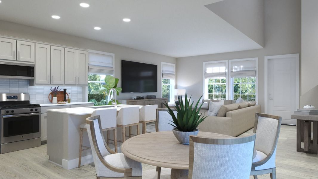 Dining Area & Kitchen & Great Room | Vista | Spring Walk at The Junction | DeBary, FL | Landsea Homes