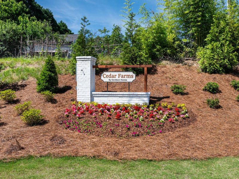Entrance to the Cedar Farms community in Winder, GA, featuring signage and landscaping (Image 1). Entrance to the Cedar Farms community in Winder, GA, featuring signage and landscaping (Image 1).