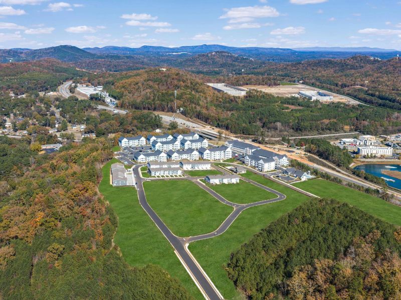 Aerial view of the Stegall Village community in Emerson, GA, showing layout and nearby surroundings (Image 1). Aerial view of the Stegall Village community in Emerson, GA, showing layout and nearby surroundings (Image 1).