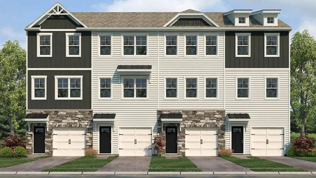 Front exterior of a home in the Kingman Townhomes community, located in Charlotte, NC (Image 1).