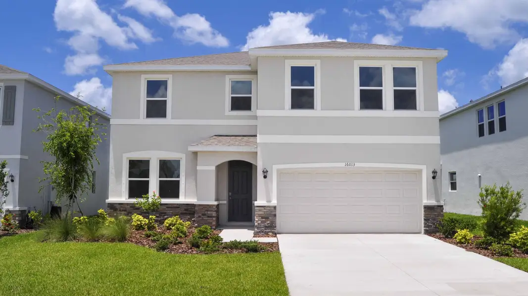 Front exterior of a home in the Bella Lago community, located in Parrish, FL (Image 5). Front exterior of a home in the Bella Lago community, located in Parrish, FL (Image 5).