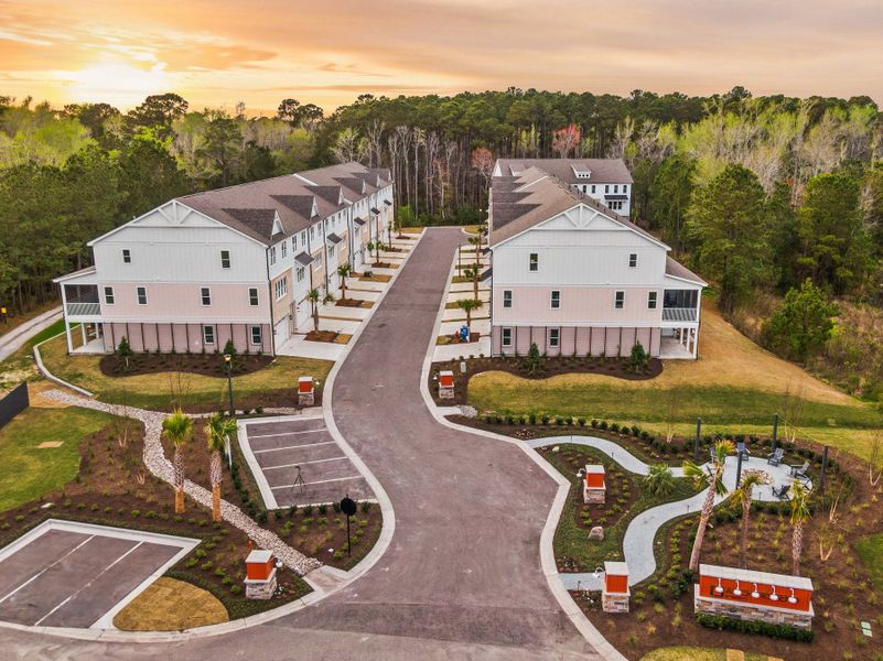 Aerial view of the Anchors Bend Townes community in Wilmington, NC, showing layout and nearby surroundings (Image 13).