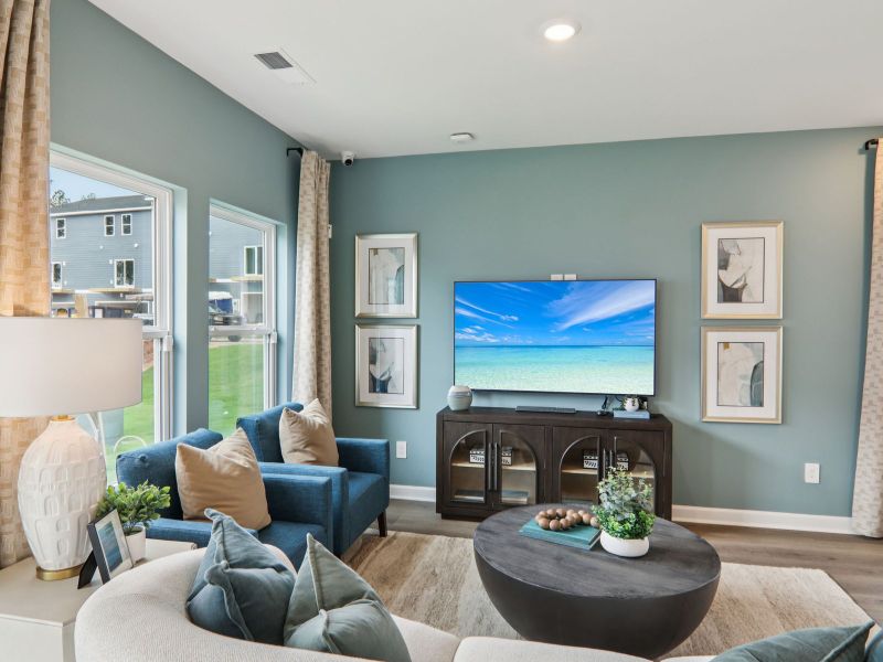 Furnished interior in a model home at Meadows at Wilson Farms - The Summit Series in Fort Mill (Image 2). Furnished interior in a model home at Meadows at Wilson Farms - The Summit Series in Fort Mill (Image 2).