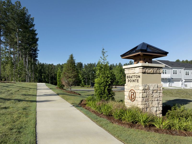 Entrance to the Bratton Pointe community in Rock Hill, SC, featuring signage and landscaping (Image 9). Entrance to the Bratton Pointe community in Rock Hill, SC, featuring signage and landscaping (Image 9).