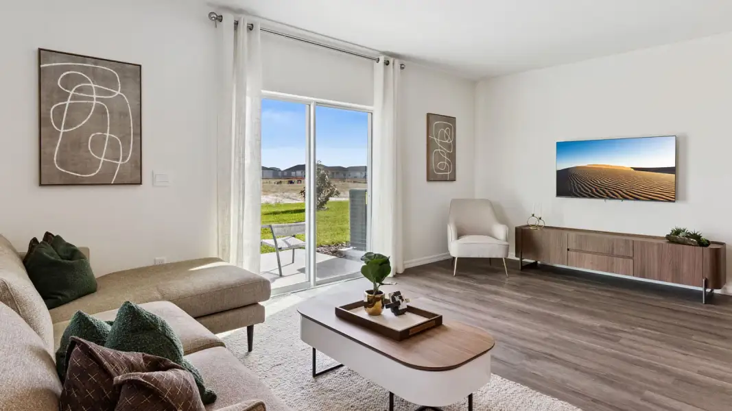Furnished interior in a model home at Hawthorne Ranch Townhomes in Lakeland (Image 12). Furnished interior in a model home at Hawthorne Ranch Townhomes in Lakeland (Image 12).