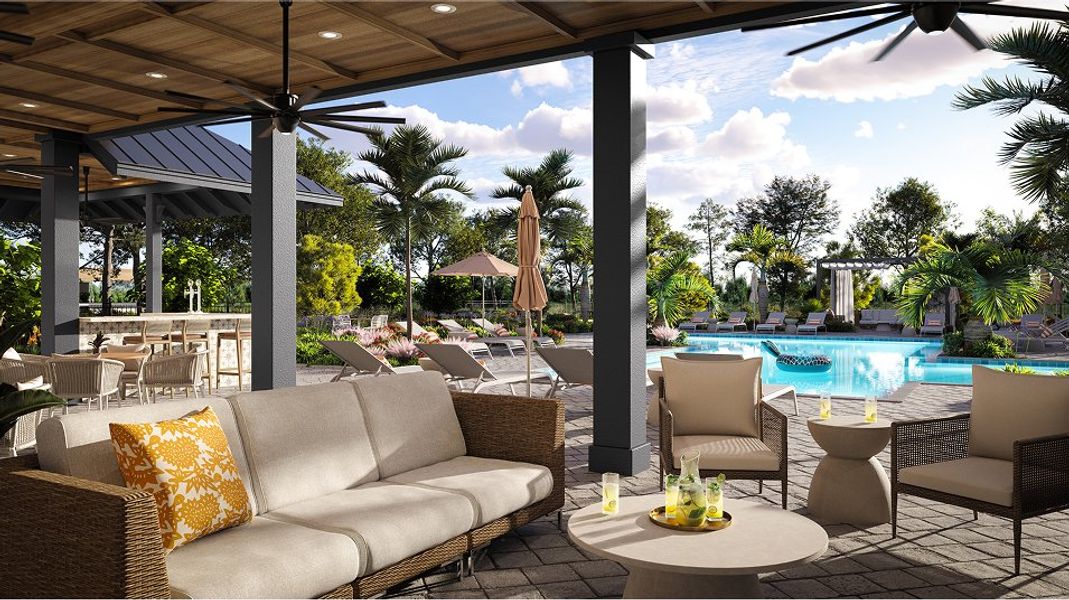 Acacia Fields Amenity Pool Covered Patio Seating