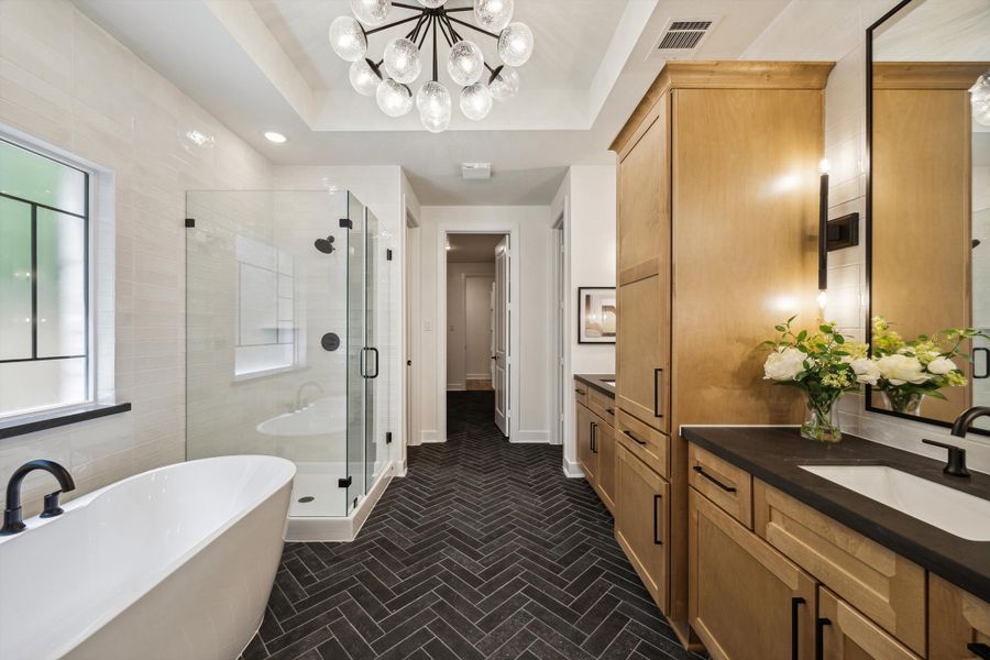 Furnished interior in a model home at ARTAVIA® - 40' in Conroe (Image 34).