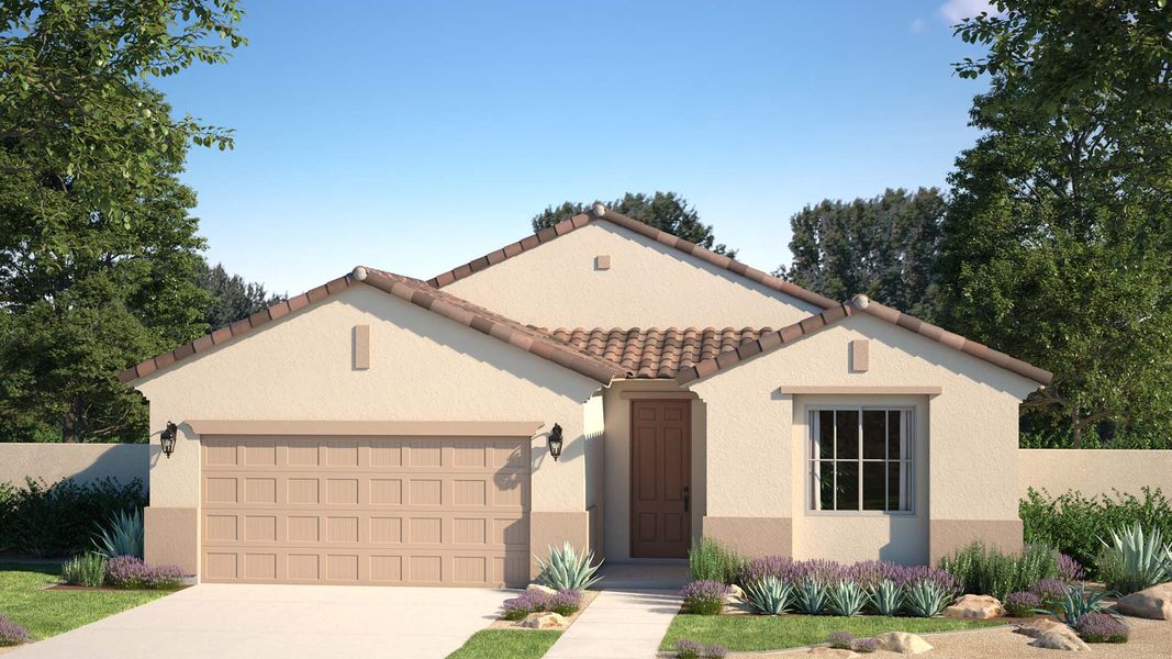 Front exterior of a home in the The Villages at North Copper Canyon – Valley Series community, located in Surprise, AZ (Image 4).