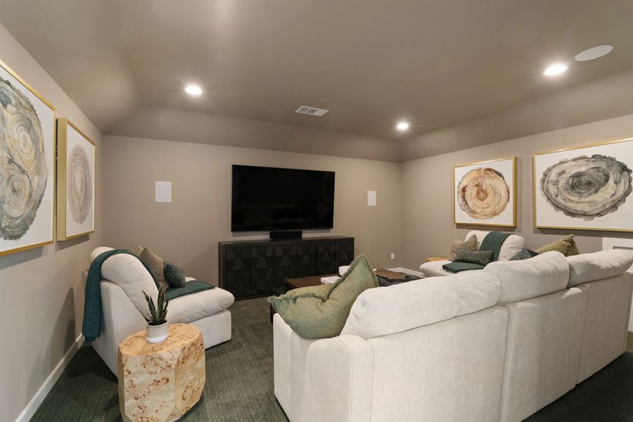 Furnished interior in a model home at Sweetgrass 65s in Haslet (Image 37).