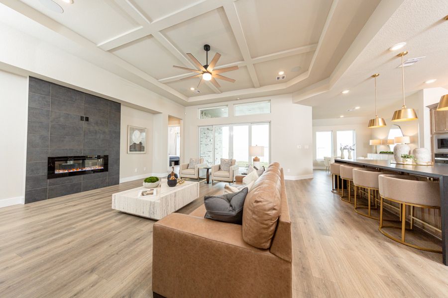 Furnished interior in a model home at Valencia: Hilltop Collection in Manvel (Image 9).