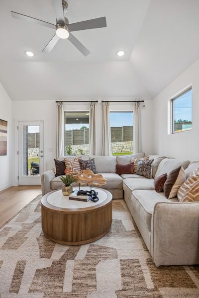 Furnished interior in a model home at Evelyn in Austin (Image 34).