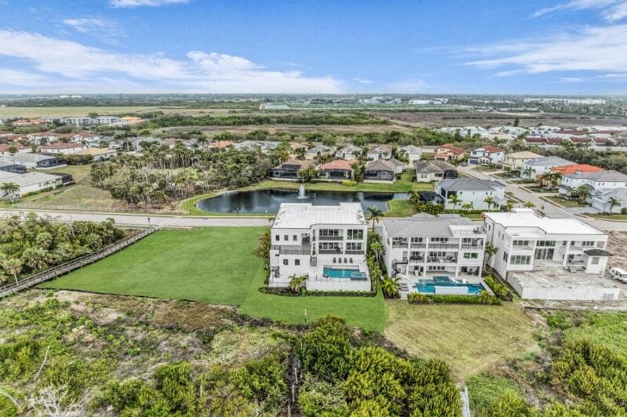 Aerial view of the Legends Bay community in Bradenton, FL, showing layout and nearby surroundings (Image 13). Aerial view of the Legends Bay community in Bradenton, FL, showing layout and nearby surroundings (Image 13).