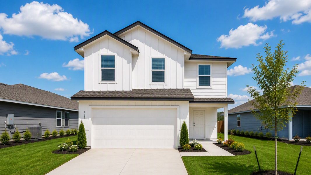 Front exterior of a home in the The Villages at Schwertner Ranch community, located in Jarrell, TX (Image 21). Front exterior of a home in the The Villages at Schwertner Ranch community, located in Jarrell, TX (Image 21).