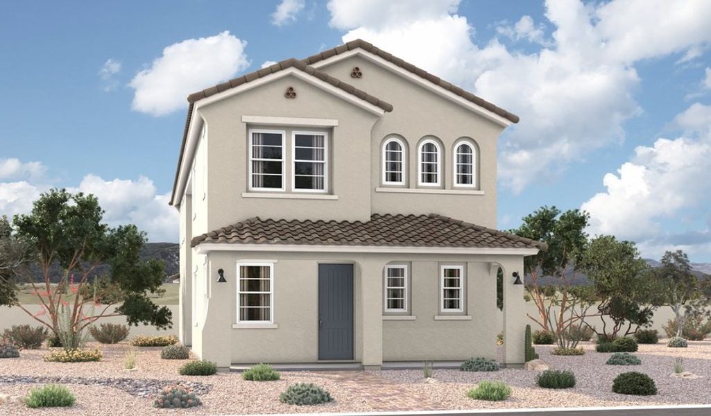 Front exterior of a home in the Fusion at Blossom Rock community, located in Apache Junction, AZ (Image 5).