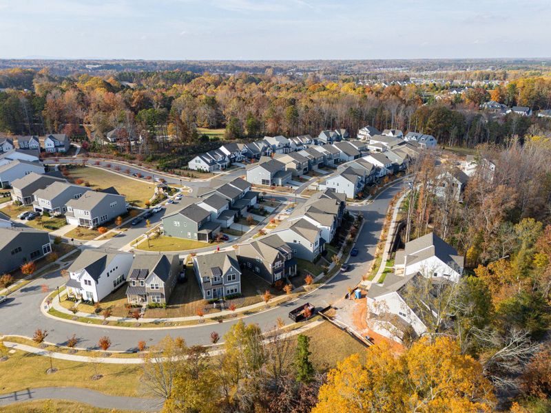 Aerial view of the Mayes Hall community in Davidson, NC, showing layout and nearby surroundings (Image 20).