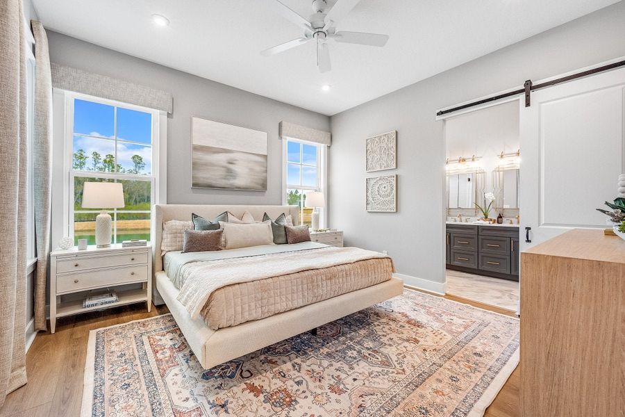 Furnished interior in a model home at The Villas at Longleaf Park, a Watersound Origins® community in Inlet Beach (Image 35).