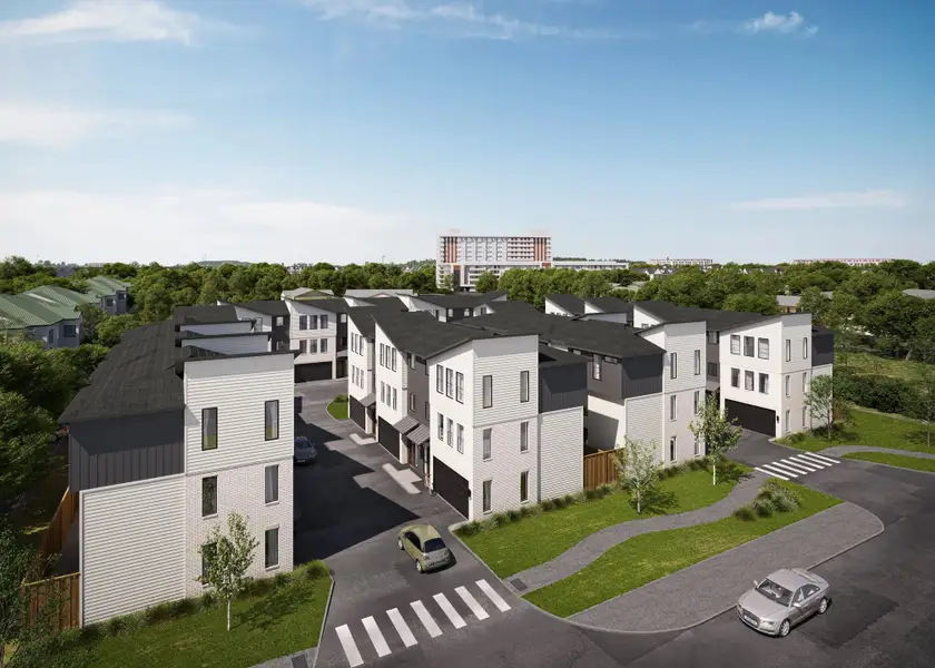 Aerial view of the Clifton Court community in Addison, TX, showing layout and nearby surroundings (Image 1).