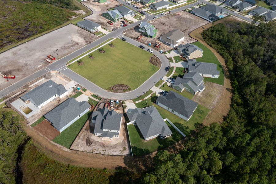 Aerial view of the Breakfast Point East community in Panama City Beach, FL, showing layout and nearby surroundings (Image 25).