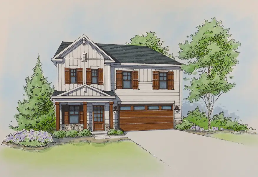 Architectural rendering of home exteriors planned for Meadow Pines in Dallas, GA (Image 13).
