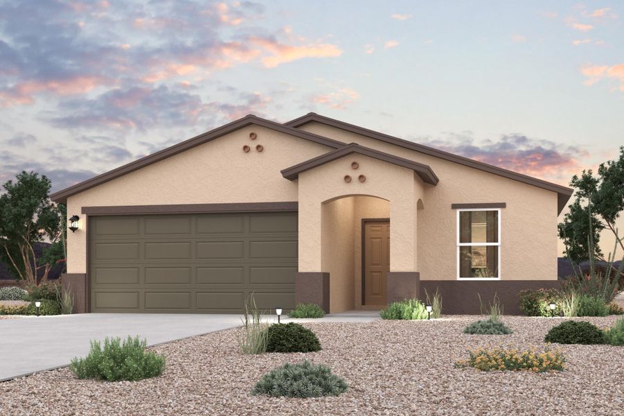 A house with a gravel driveway.