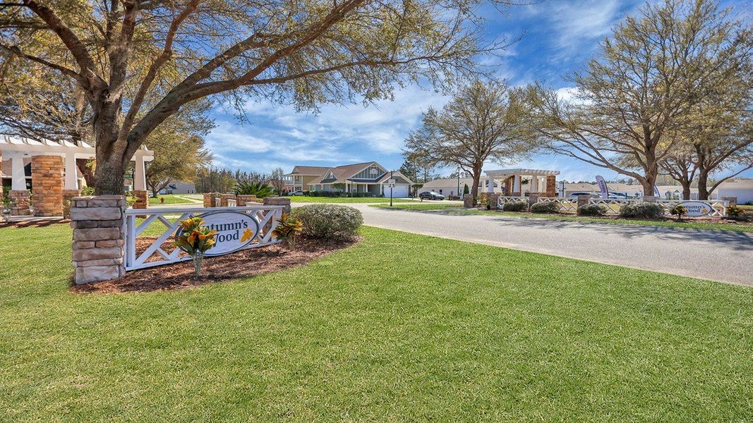 Entrance to the Autumn's Wood community in Brunswick, GA, featuring signage and landscaping (Image 13).