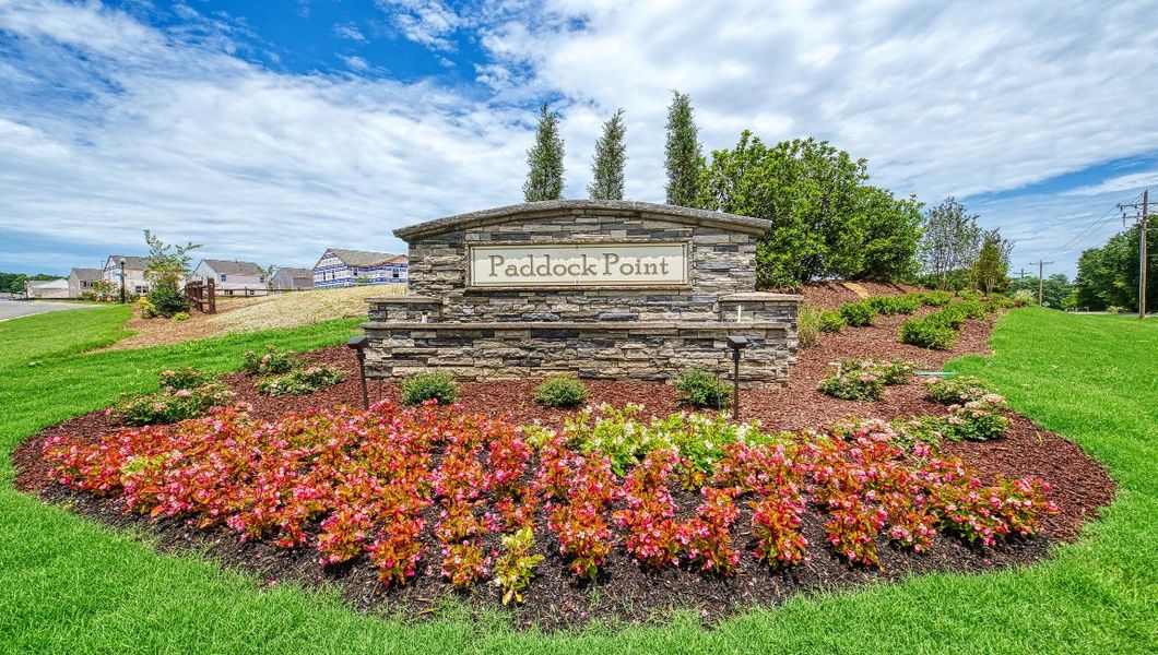 Entrance to the Paddock Point community in Roebuck, SC, featuring signage and landscaping (Image 1).