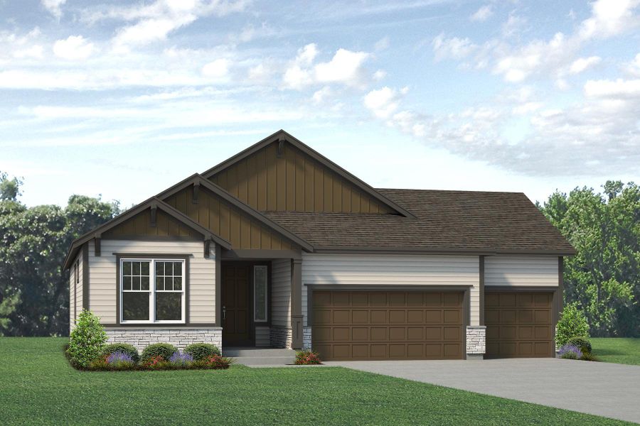 Front exterior of a home in the Highlands Preserve community, located in Mead, CO (Image 11).