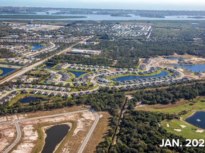 Aerial view of the High Pointe community in Vero Beach, FL, showing layout and nearby surroundings (Image 18).