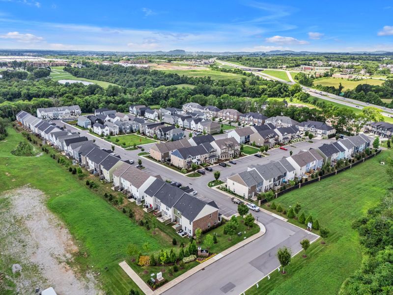 Aerial view of the Oxford Station community in Gallatin, TN, showing layout and nearby surroundings (Image 1).