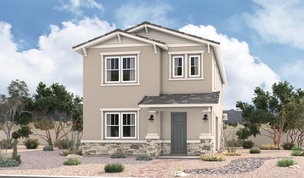 Front exterior of a home in the Fusion at Blossom Rock community, located in Apache Junction, AZ (Image 6).